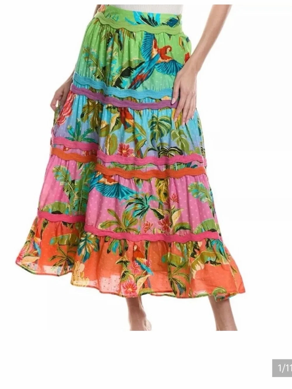 Farm RIO ombré forest midi maxi skirt XS